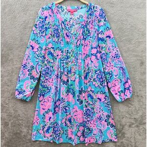 Lilly Pulitzer Seana Dress XXS Blue Horizon Jungle Sunrise Chillylilly UPF 50+